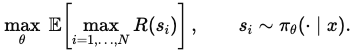 Test-time RL formula